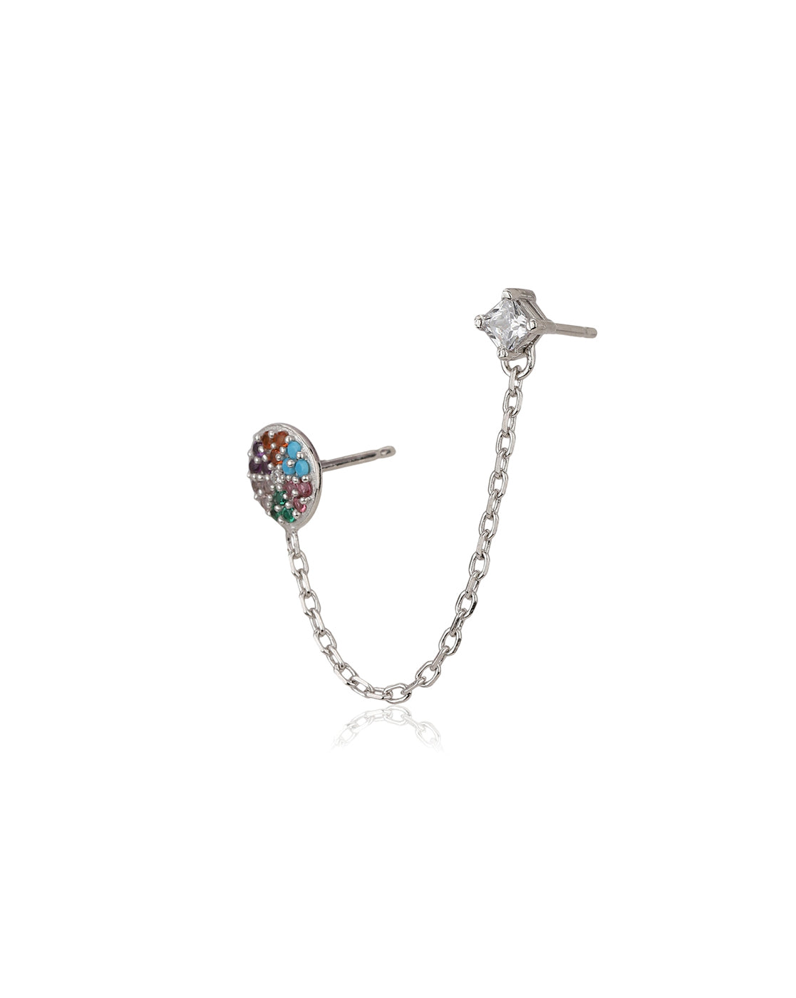 Carlton London Rhodium Plated Multicolored Cz Ear Cuff Earring For Women