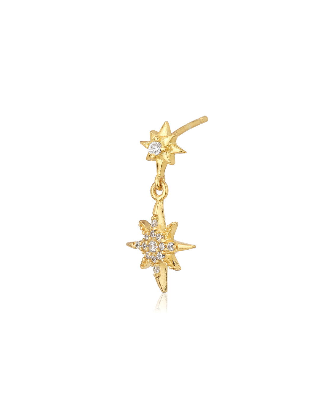 Carlton London Gold Plated Cz Star Drop Earring For Women