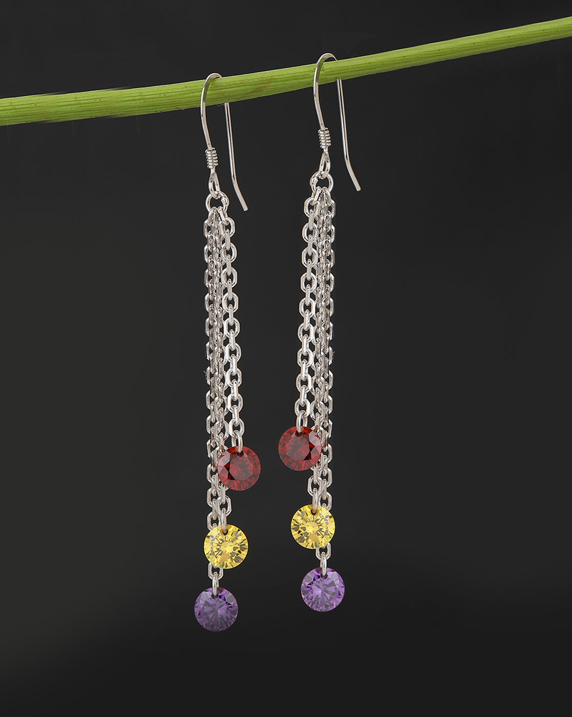 Carlton London Rhodium Plated Drop Earring With Dangling Cz Stone For Women