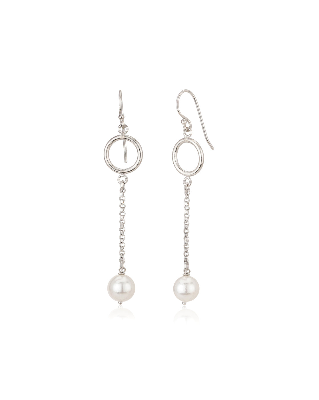 Carlton London Rhodium Plated Drop Earring With Dangling Pearl For Women