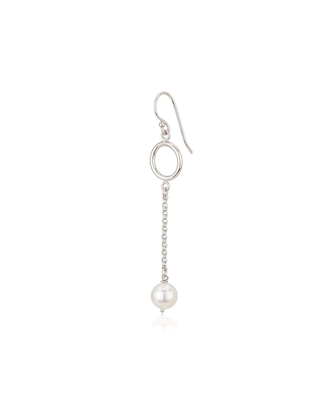 Carlton London Rhodium Plated Drop Earring With Dangling Pearl For Women
