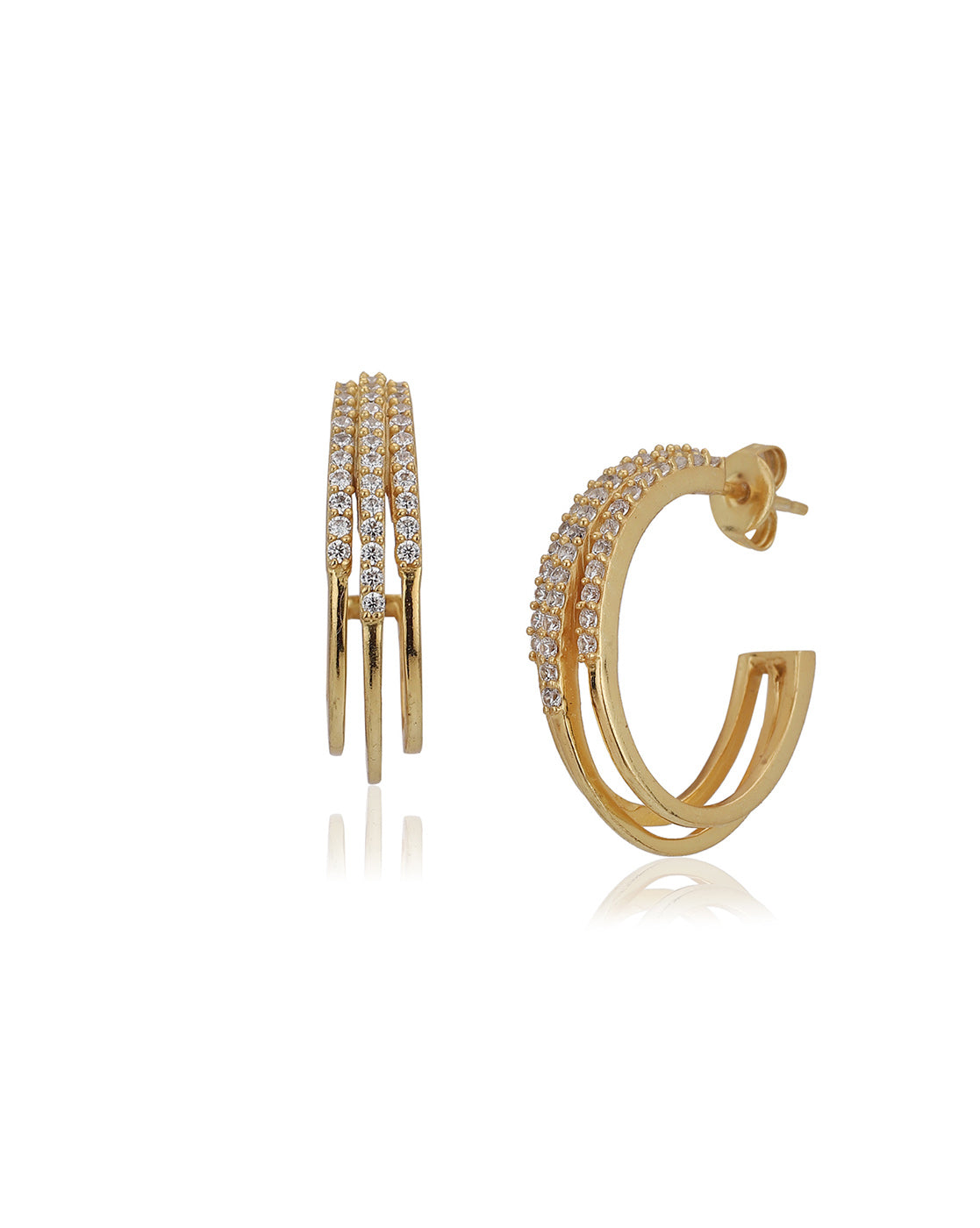 Carlton London Gold Plated Cz Circular Half Hoop Earring For Women