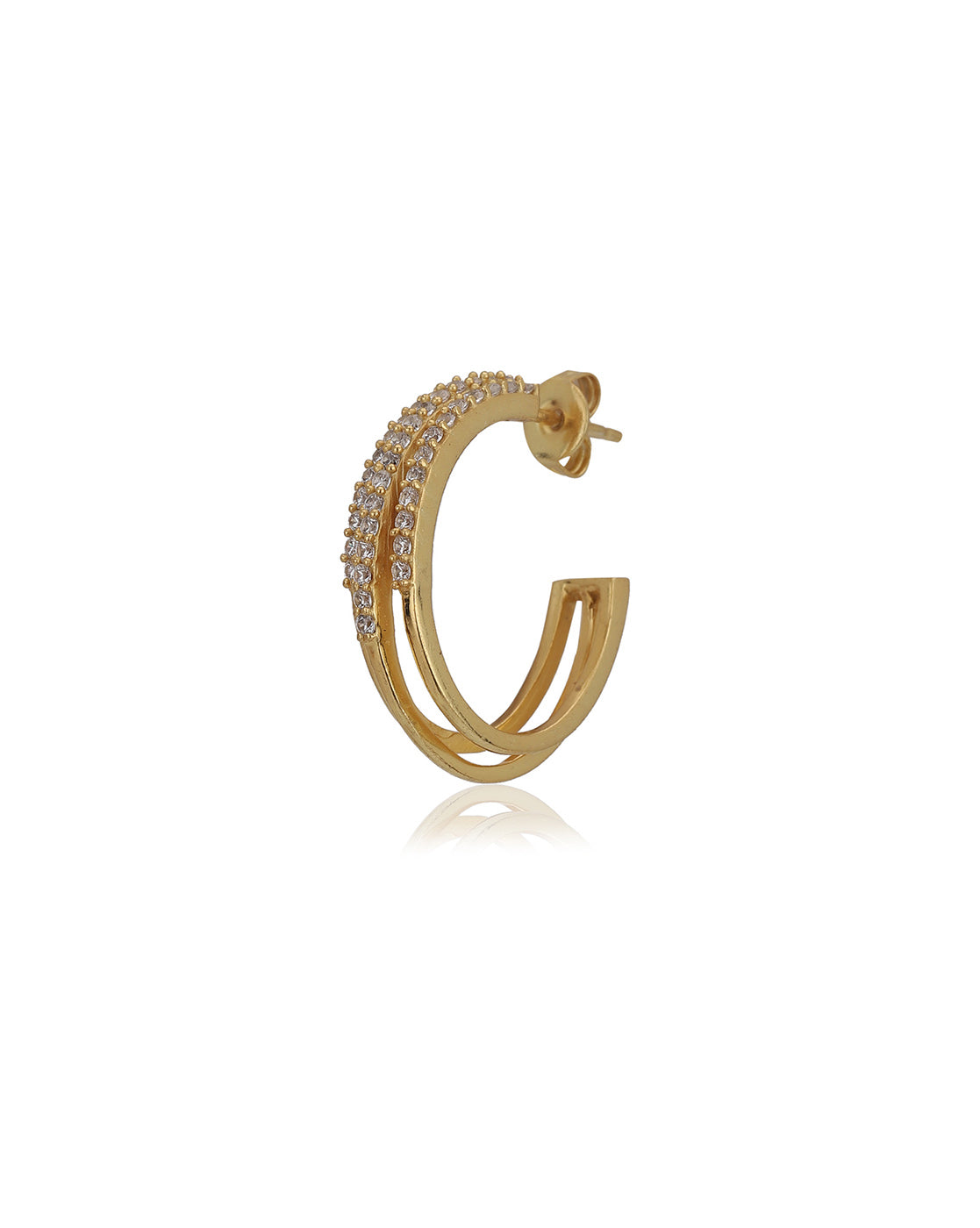 Carlton London Gold Plated Cz Circular Half Hoop Earring For Women