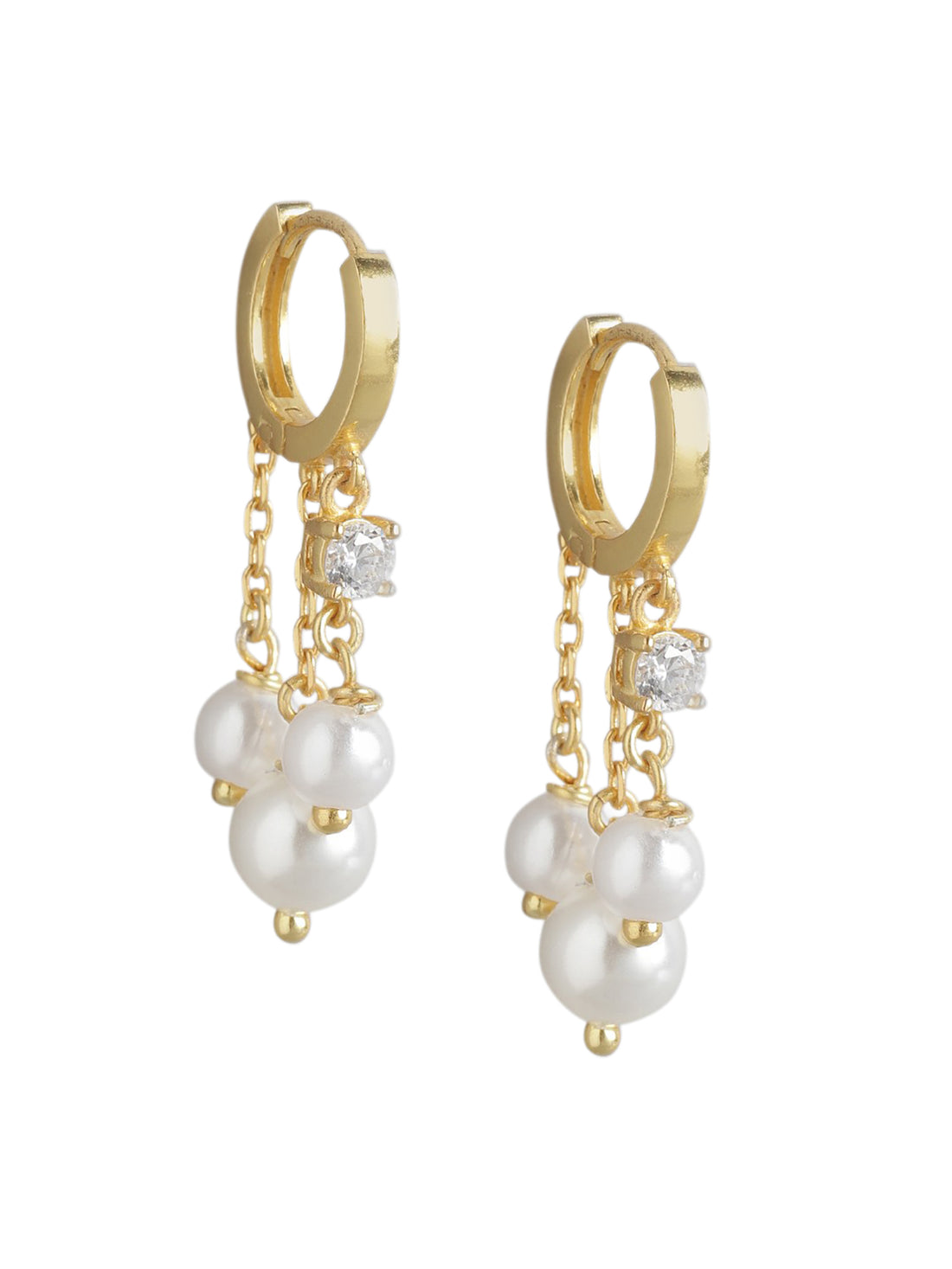 Gold-Toned & White Circular Hoop Earring