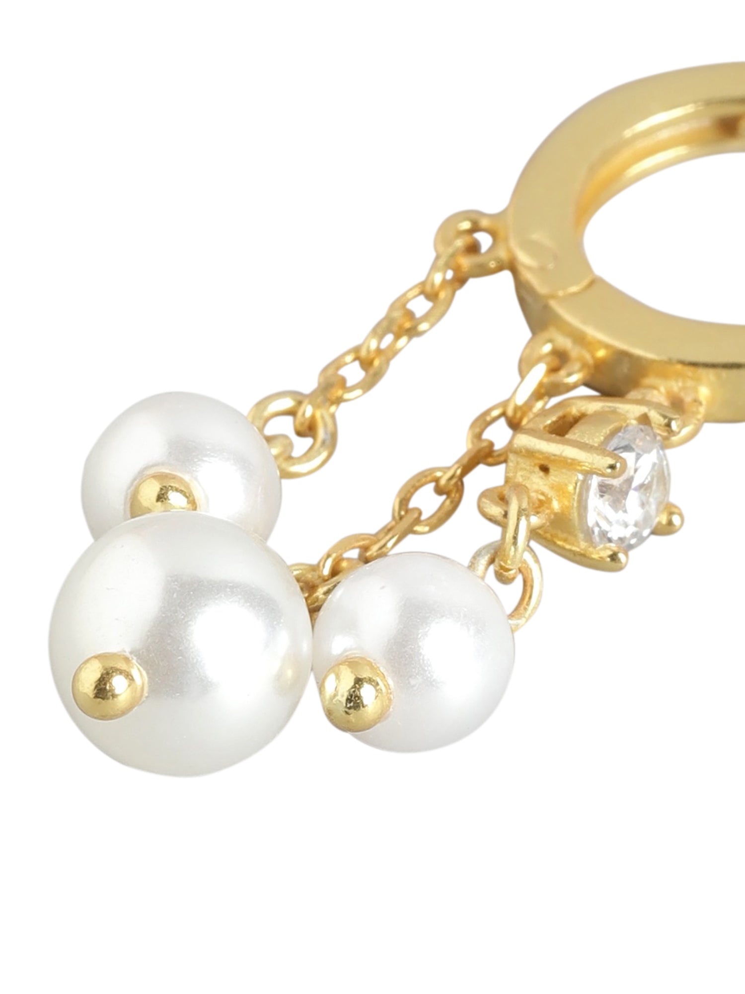 Gold-Toned & White Circular Hoop Earring