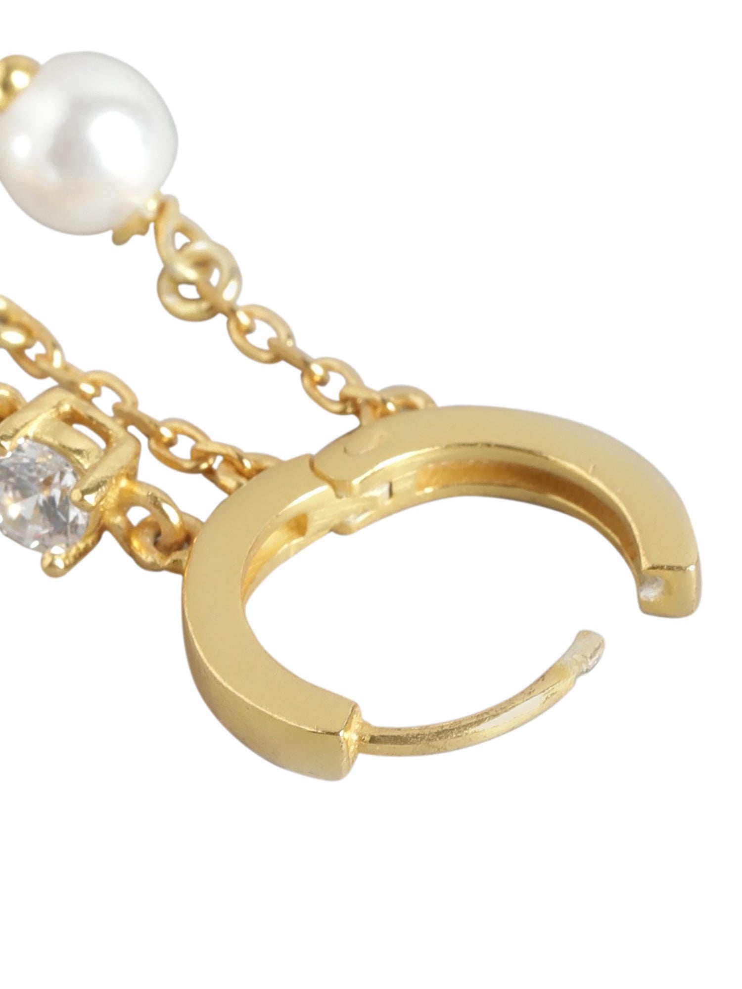 Gold-Toned & White Circular Hoop Earring