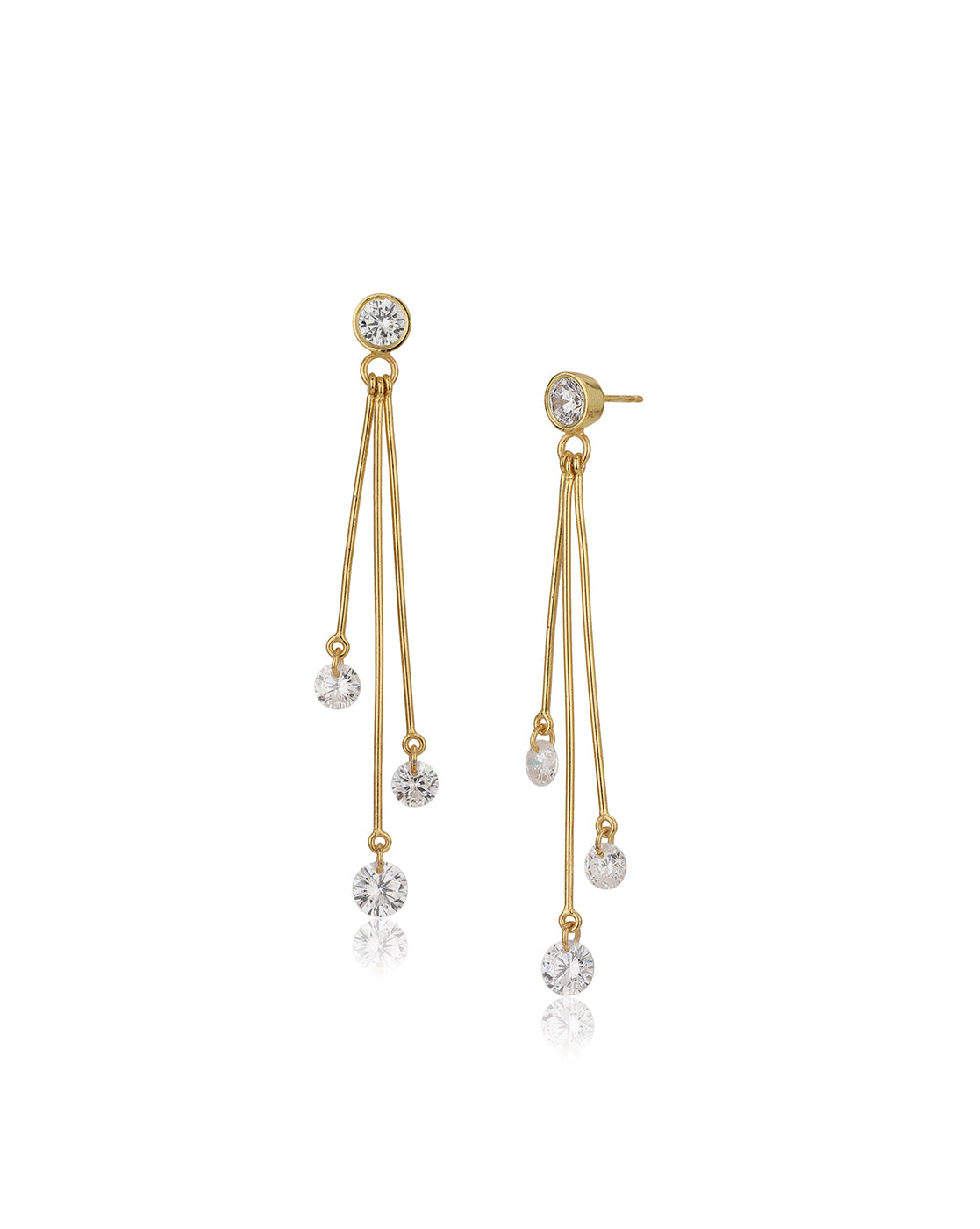 Carlton London Gold Plated Drop Earring With Dangling Cz Stone For Women