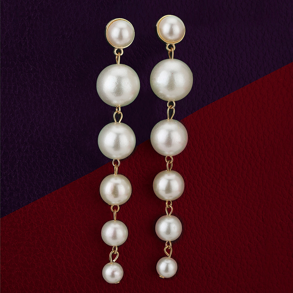 Carlton London Rose Gold & White Contemporary Drop Earrings Fje3852