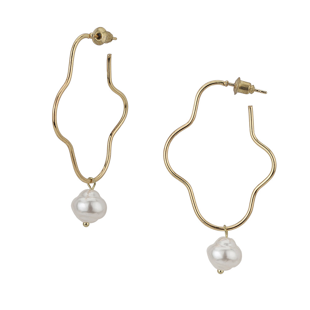 Carlton London Rose Gold & White Contemporary Drop Earrings Fje3853