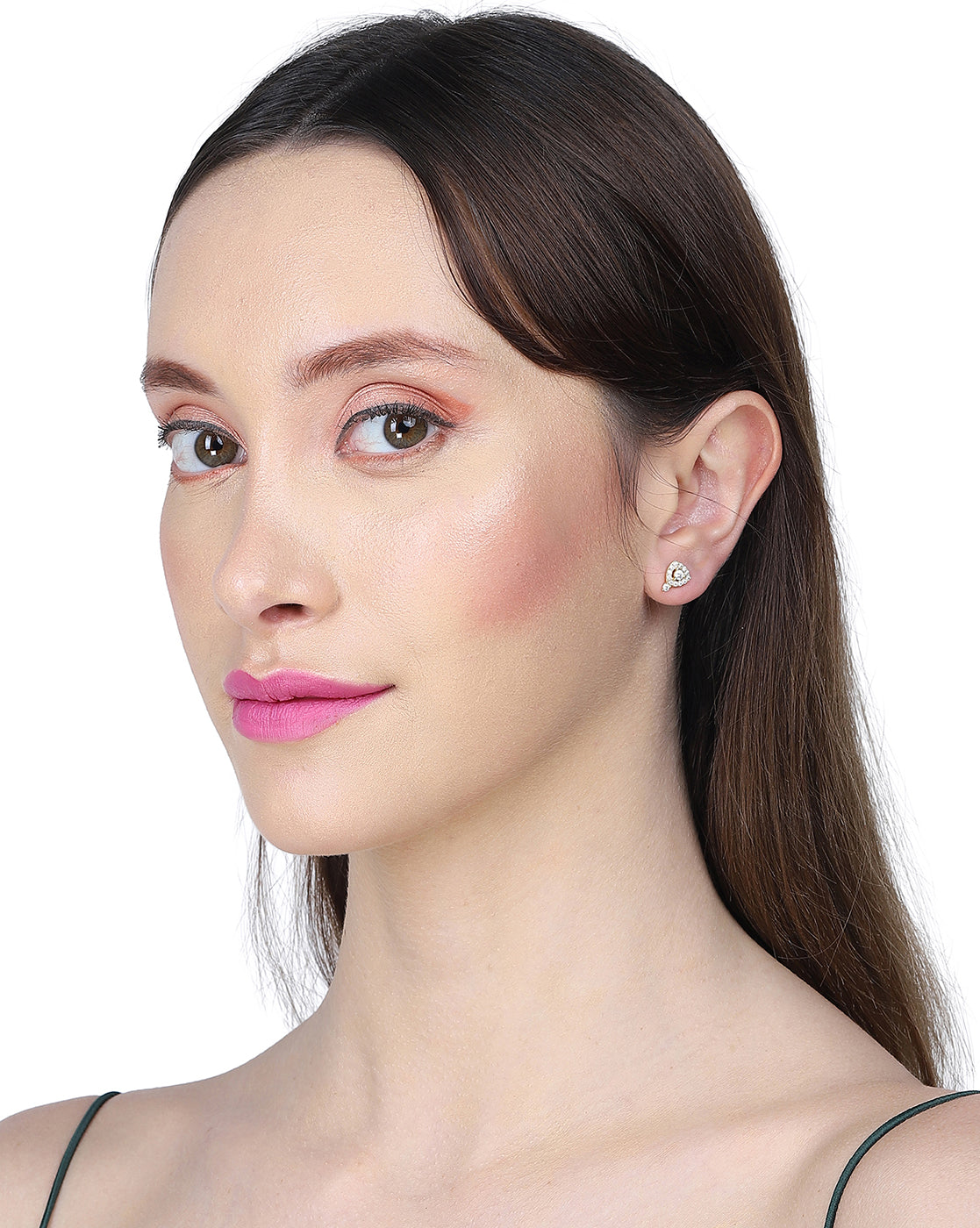 Carlton London Gold Plated Cz Studded Contemporary Stud Earrings For Women