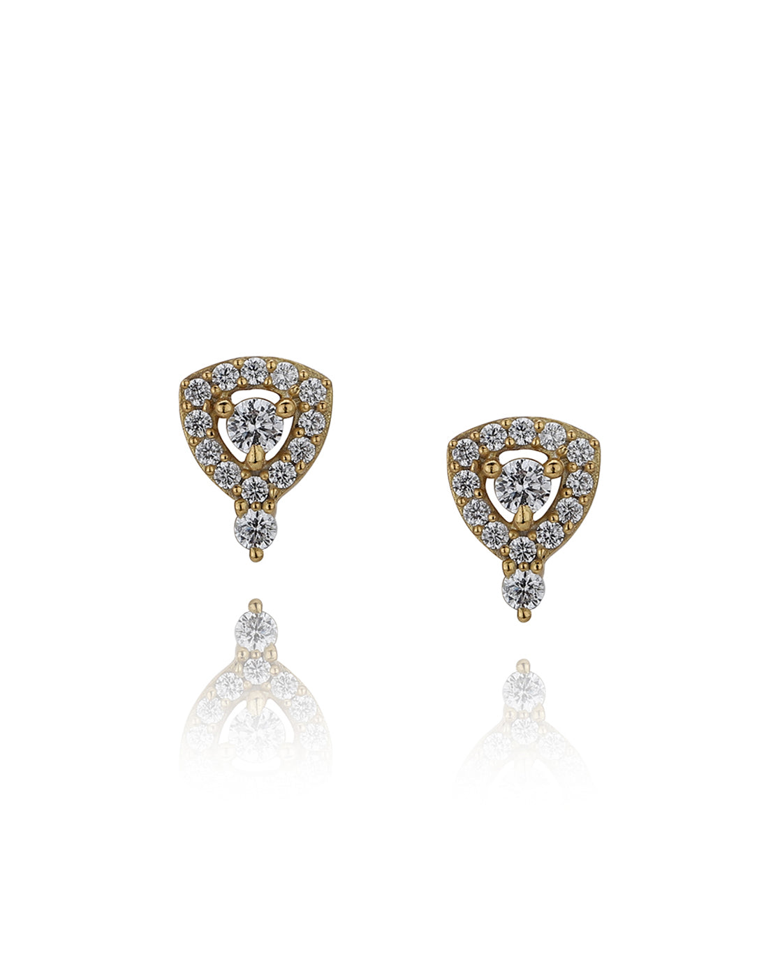 Carlton London Gold Plated Cz Studded Contemporary Stud Earrings For Women
