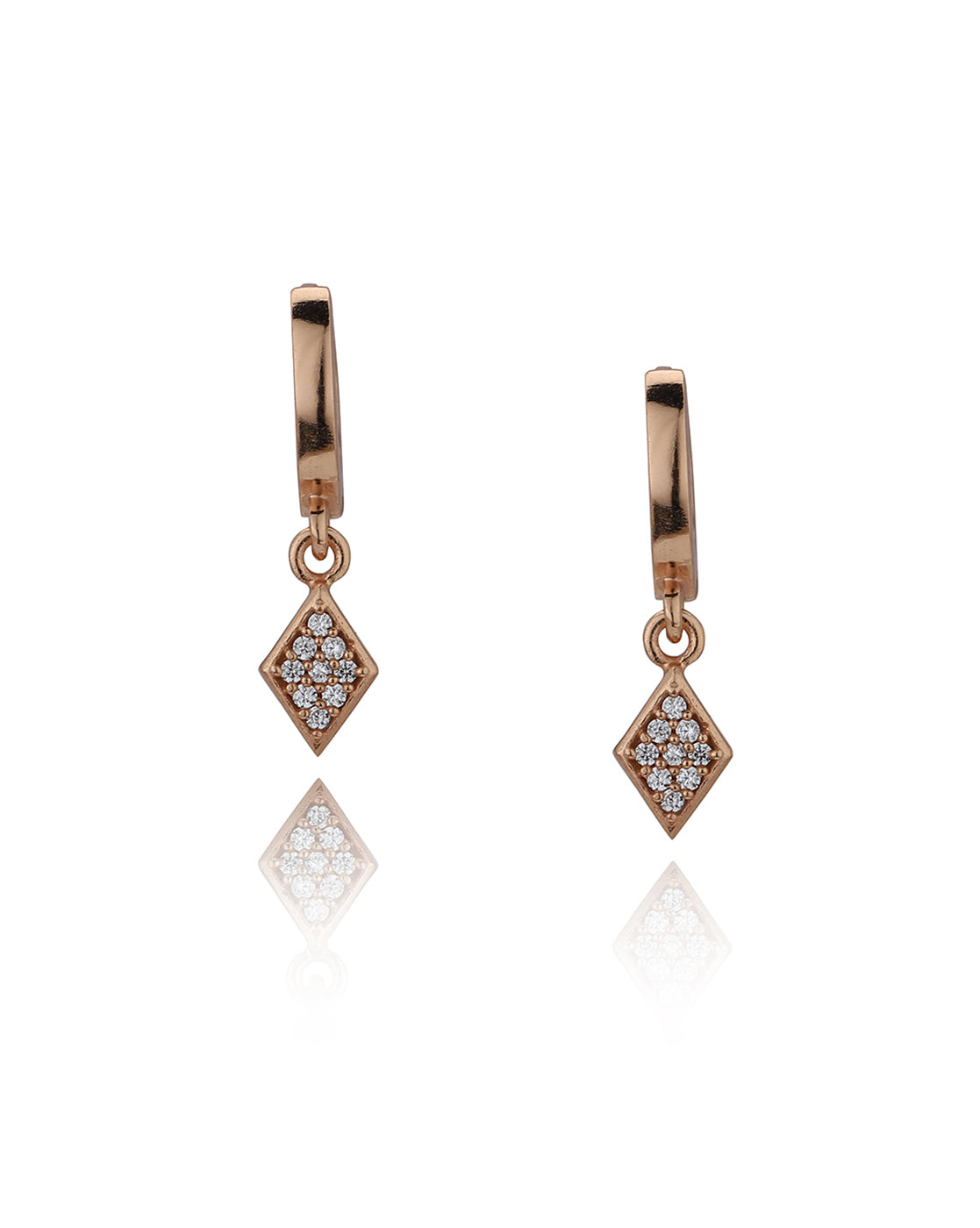 Carlton London Rose Gold Plated Cz Studded Hoop Earrings For Women