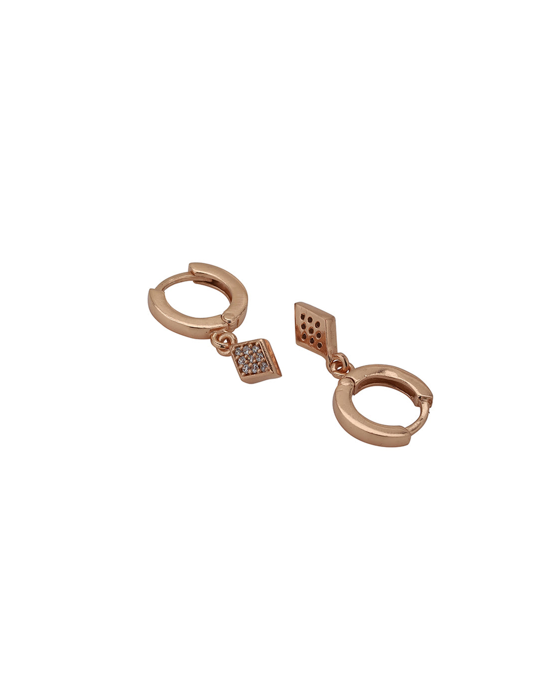 Carlton London Rose Gold Plated Cz Studded Hoop Earrings For Women