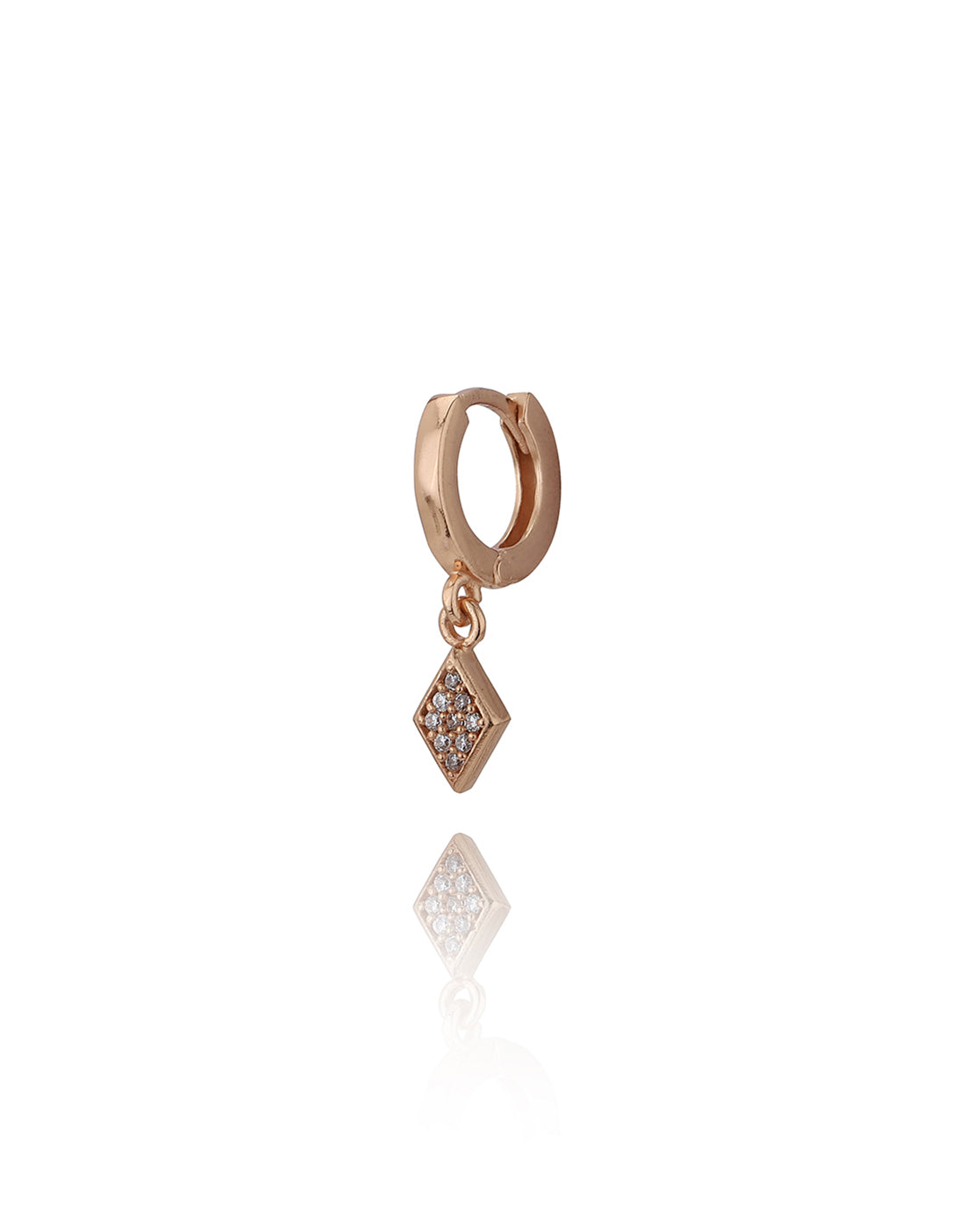 Carlton London Rose Gold Plated Cz Studded Hoop Earrings For Women