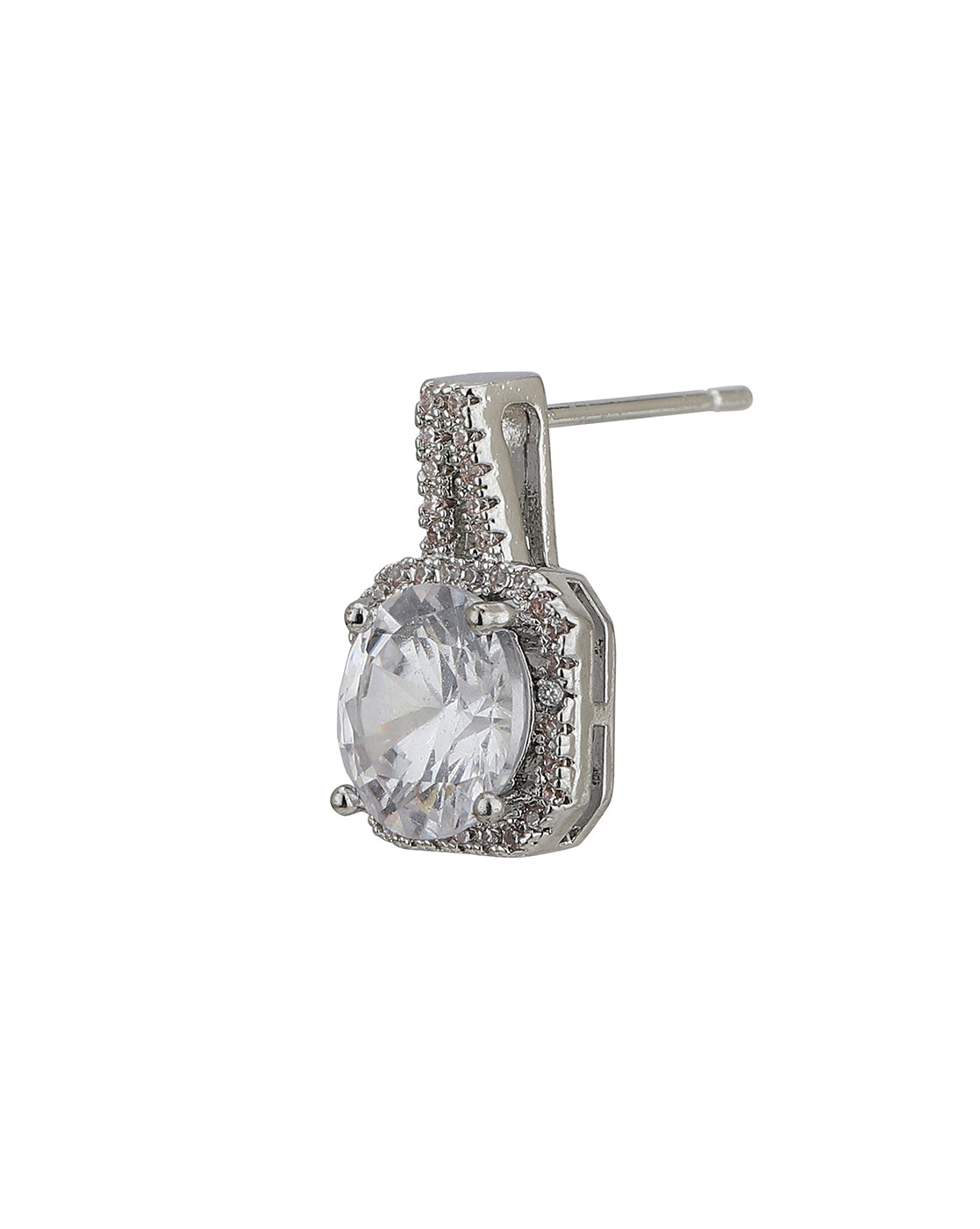 Carlton London Rhodium Plated Cz Stud Earring For Women