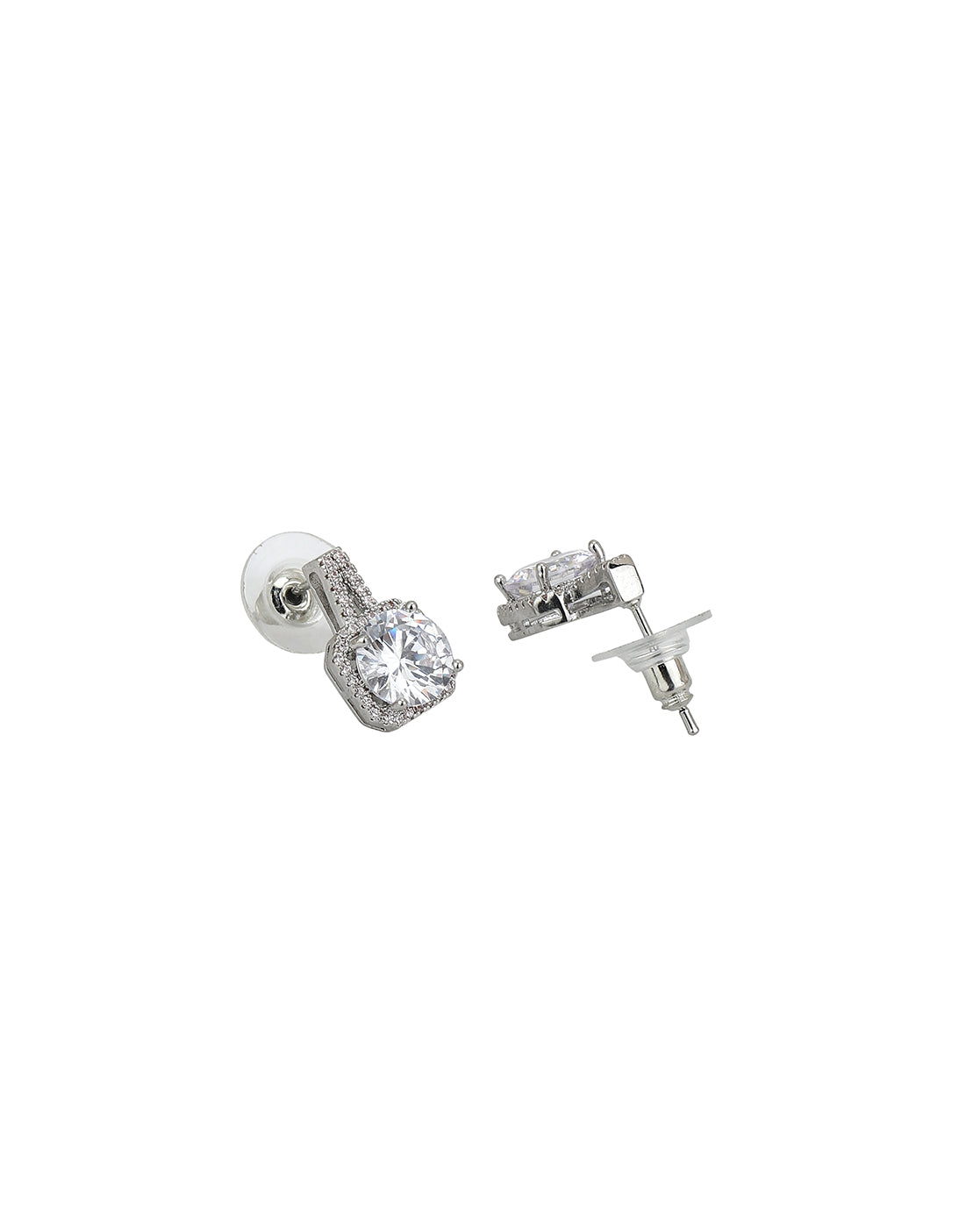 Carlton London Rhodium Plated Cz Stud Earring For Women