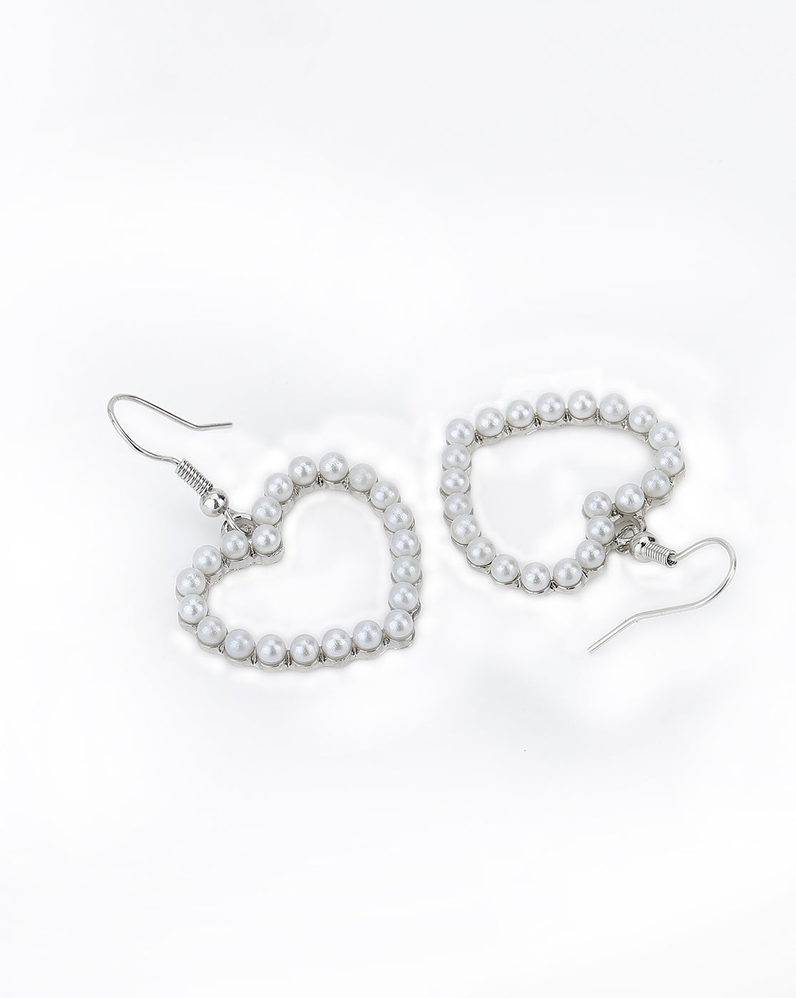 Carlton London Rhodium Plated Pearl Heart Drop Earring For Women