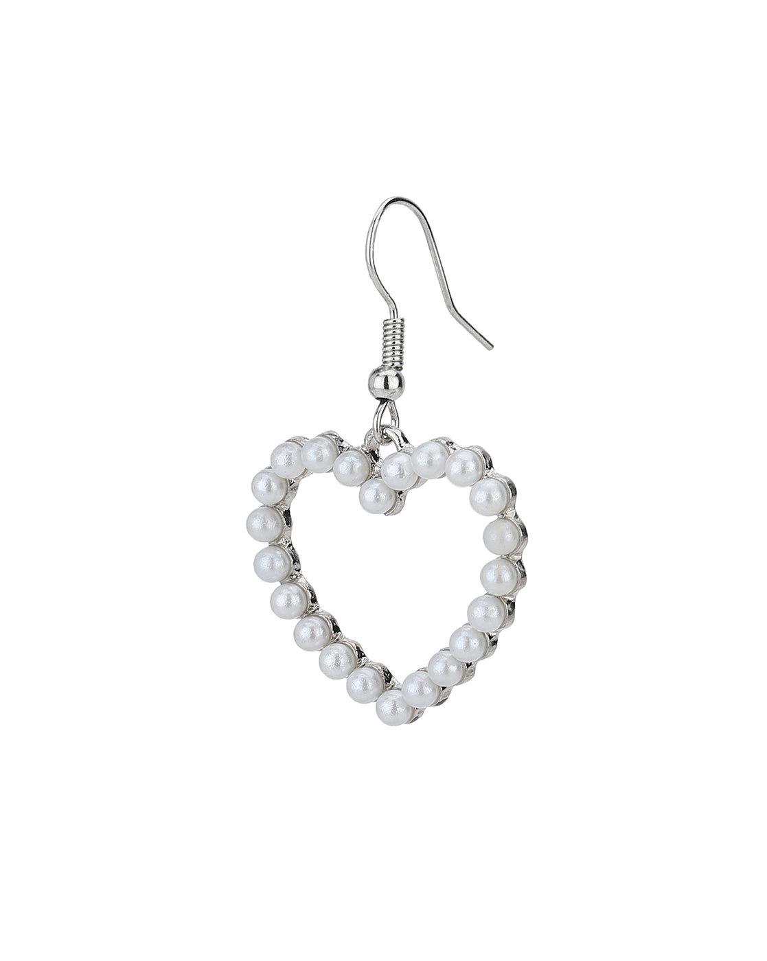 Carlton London Rhodium Plated Pearl Heart Drop Earring For Women