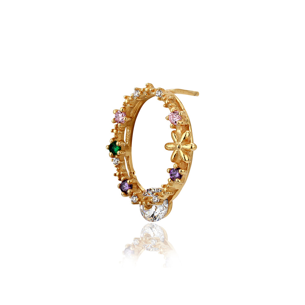 Carlton London Gold-Plated Cz Studded Oval Shaped Stud Earrings