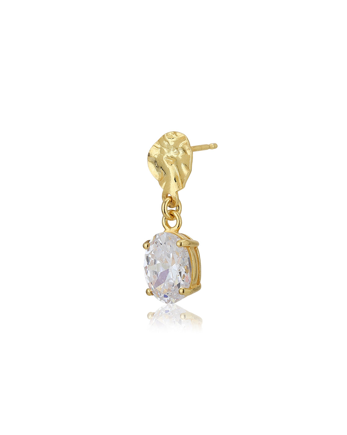 Carlton London 18Kt Gold Plated Drop Earrings With Dangling Solitaire