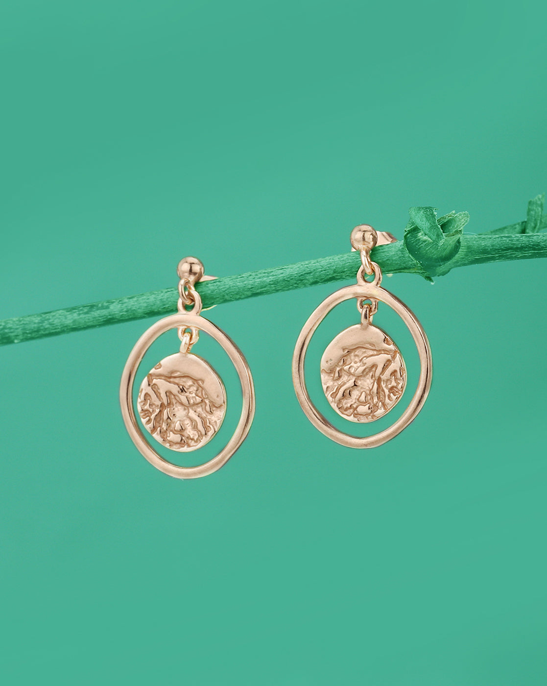 Carlton London 18Kt Rose Gold Plated Circular Drop Earrings