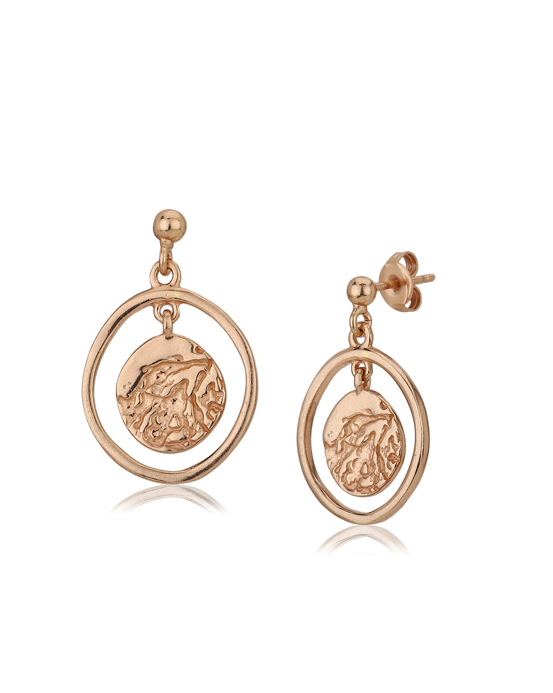 Carlton London 18Kt Rose Gold Plated Circular Drop Earrings