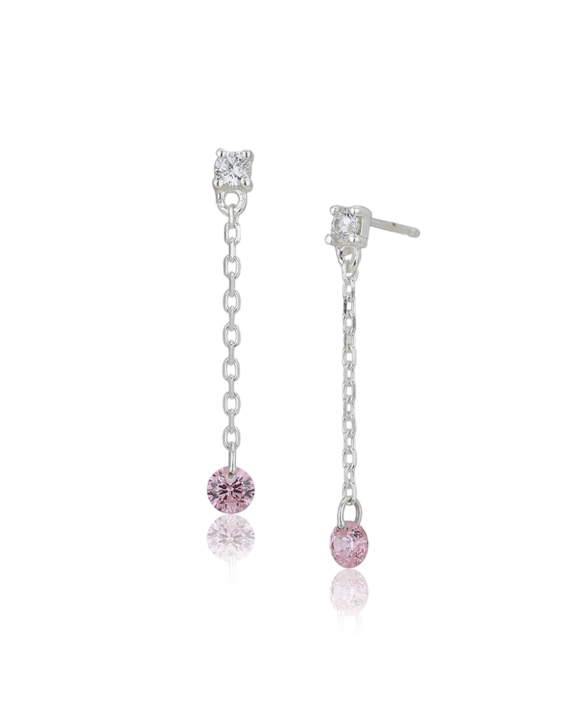Carlton London Rhodium Plated Drop Earrings Dangling Cz