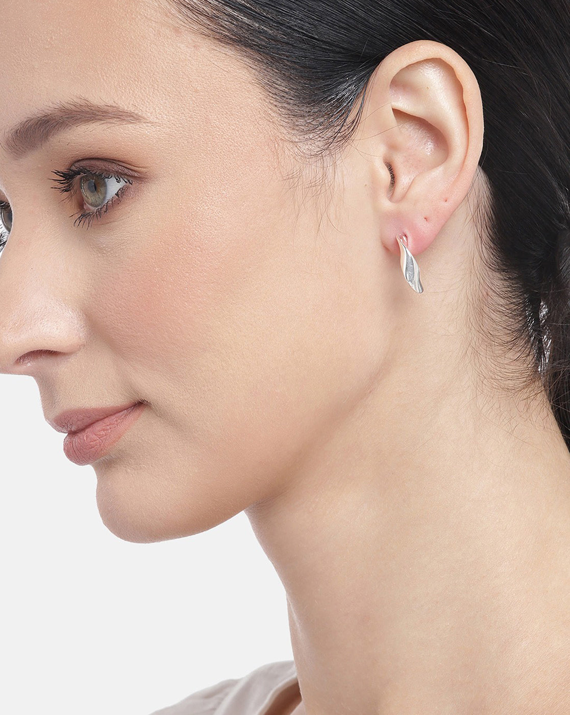 Carlton London Rhodium Plated Fancy Hoop Earrings