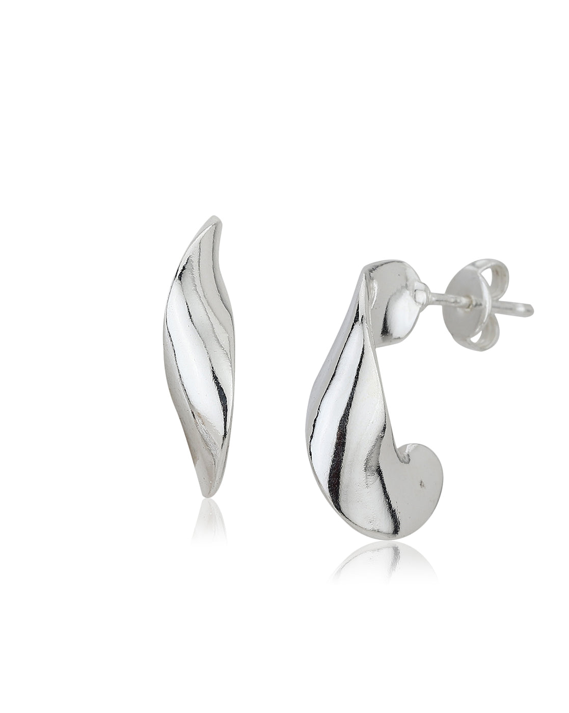 Carlton London Rhodium Plated Fancy Hoop Earrings