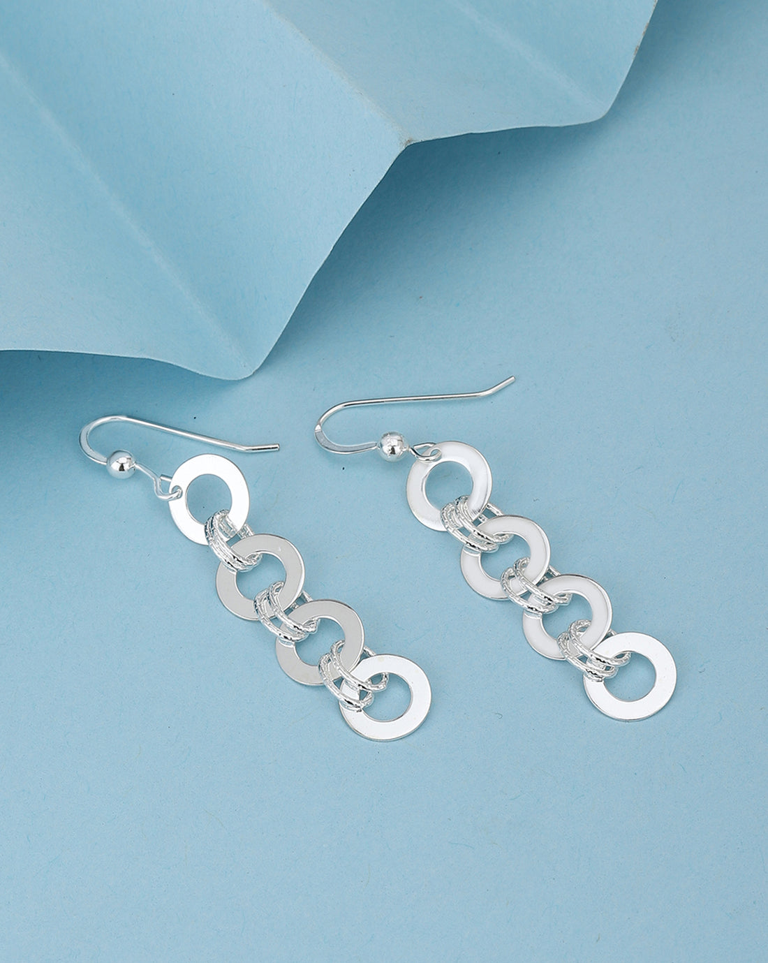 Carlton London Rhodium Plated Conteporary Drop Earring