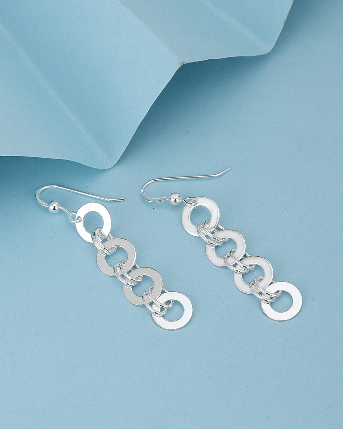 Carlton London Rhodium Plated Conteporary Drop Earring