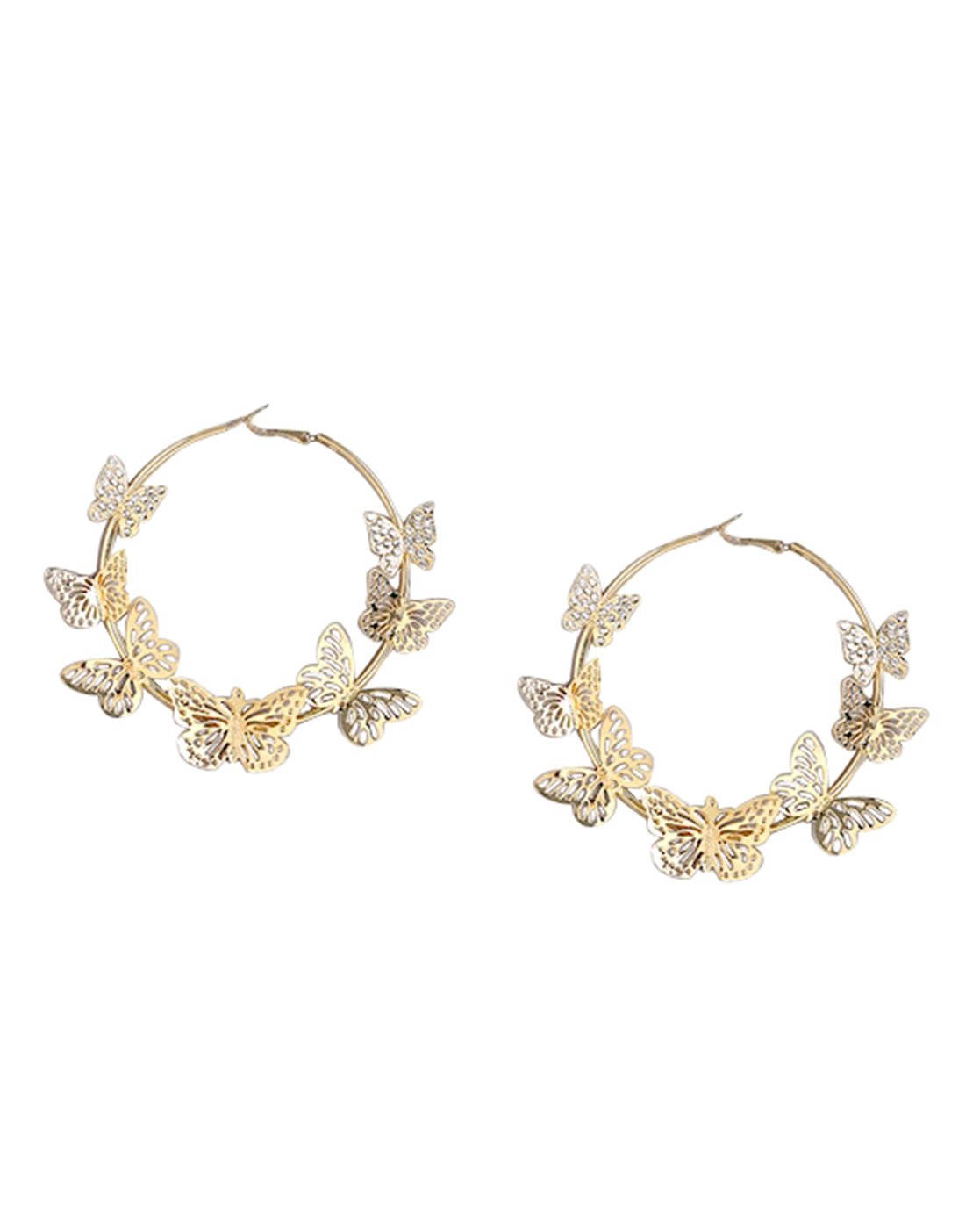Gold Plated With Cz & Butterfly Bold Hoop Earring For Women