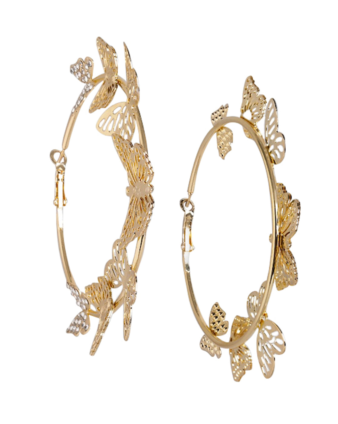 Gold Plated With Cz & Butterfly Bold Hoop Earring For Women