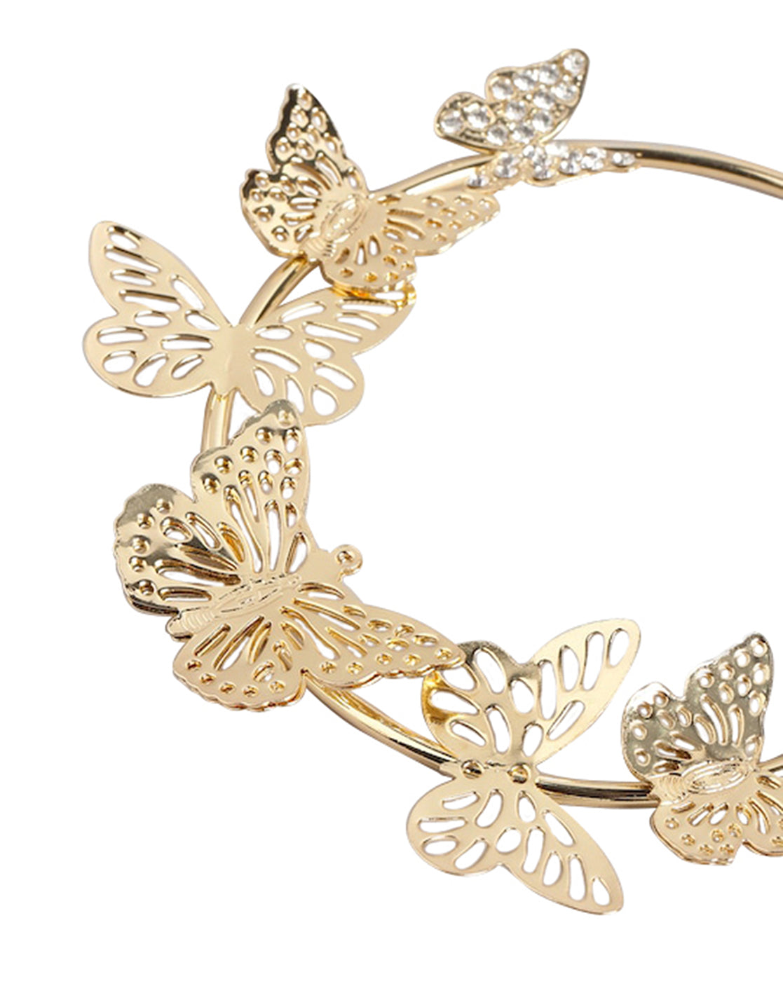 Gold Plated With Cz & Butterfly Bold Hoop Earring For Women