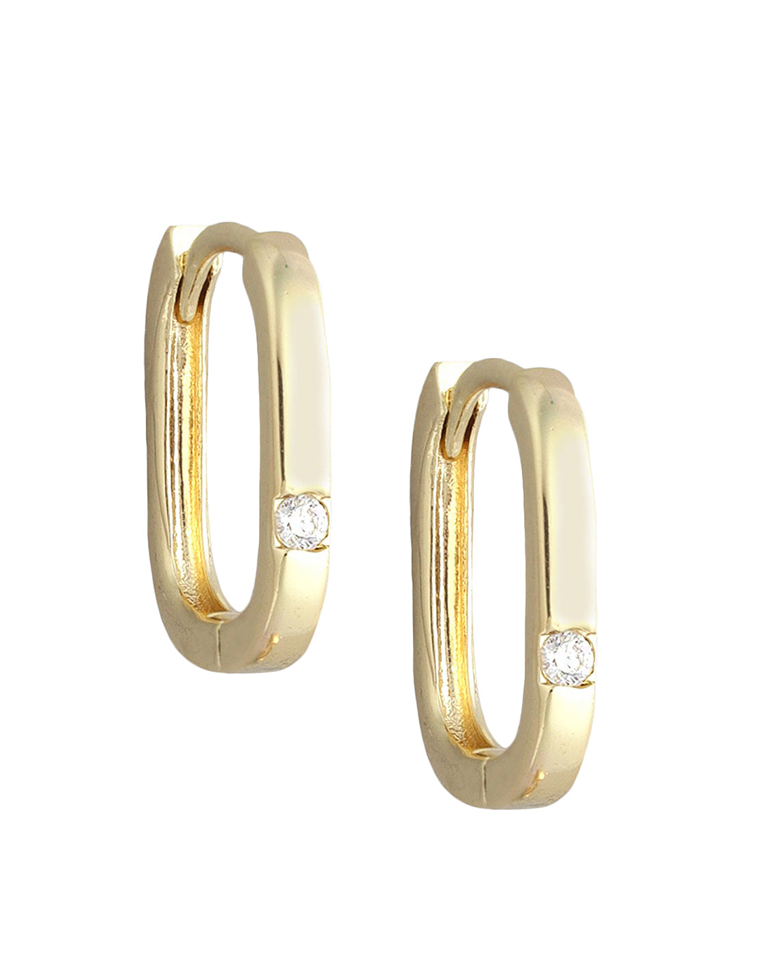 Gold Plated With Cz Petite Hoop Earring For Women