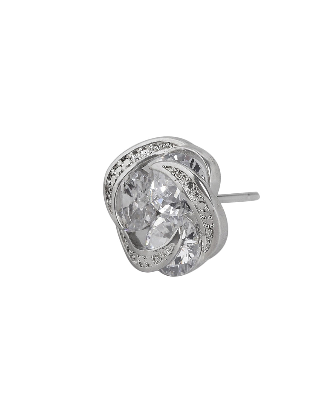 Rhodium Plated With Cz Fancy Stud Earring For Women