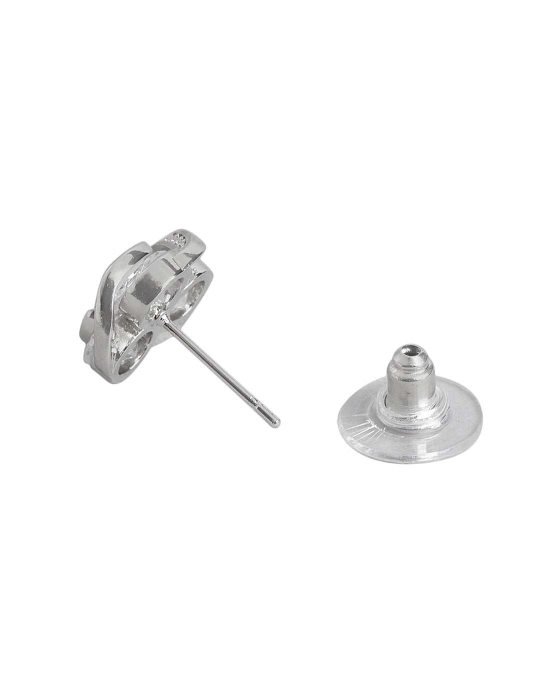 Rhodium Plated With Cz Fancy Stud Earring For Women