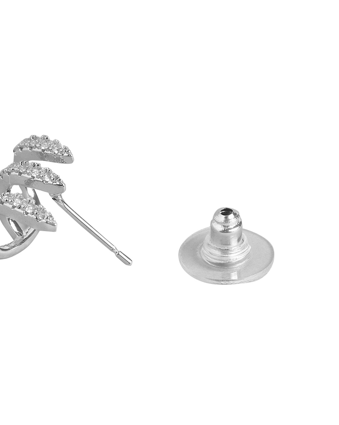Rhodium Plated With Cz Ear Cuff Earring