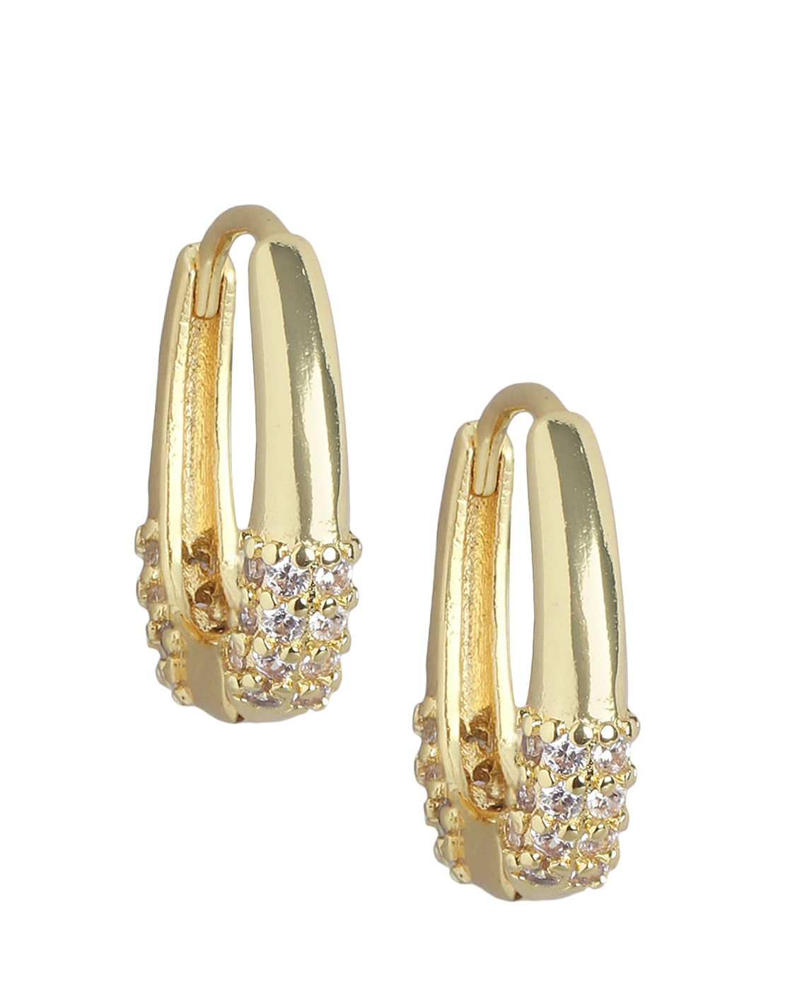 Gold Plated With Cz Petite Hoop Earring For Women