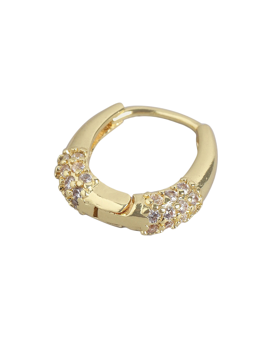 Gold Plated With Cz Petite Hoop Earring For Women