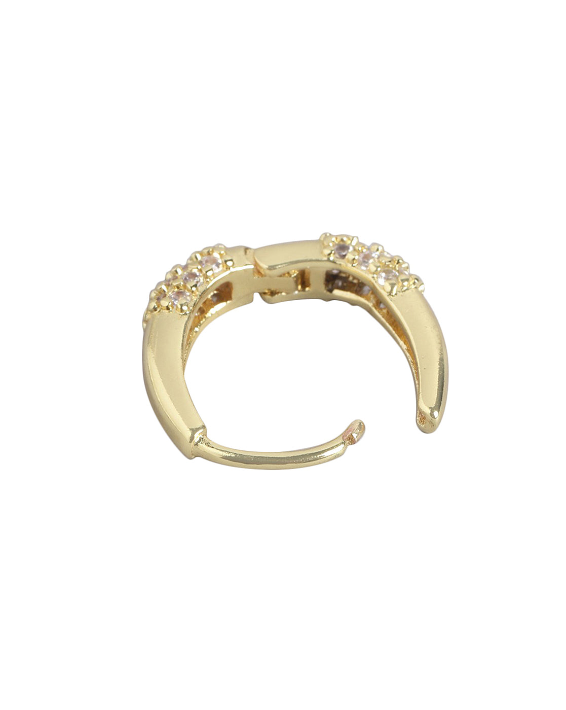 Gold Plated With Cz Petite Hoop Earring For Women