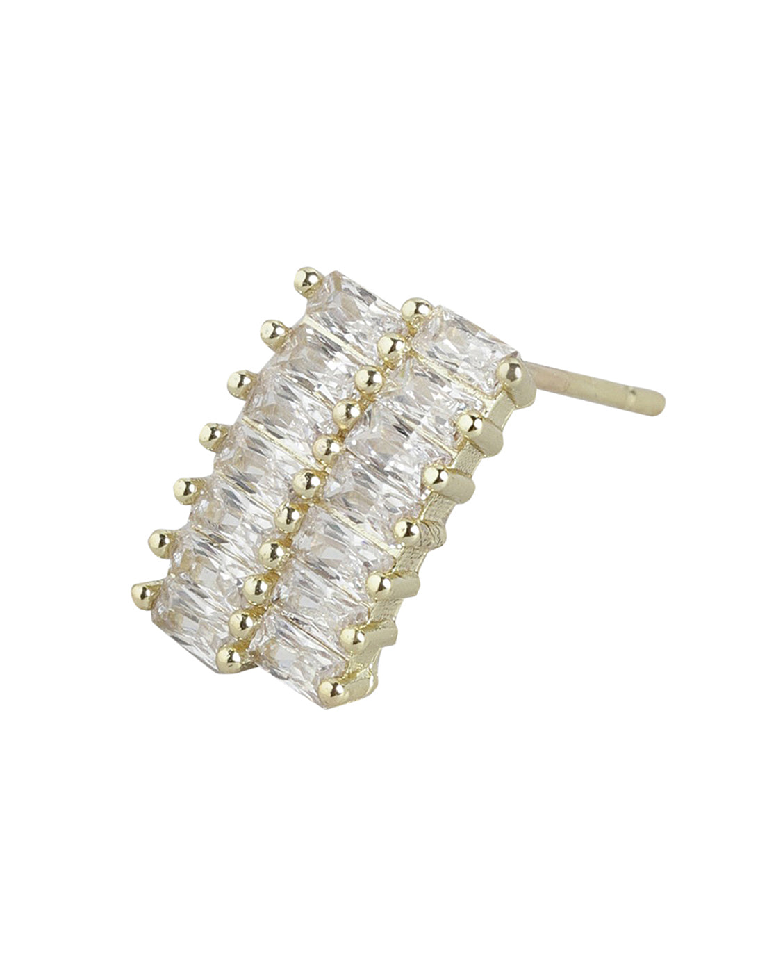 Gold Plated With Cz Fancy Petite Stud Earring For Women