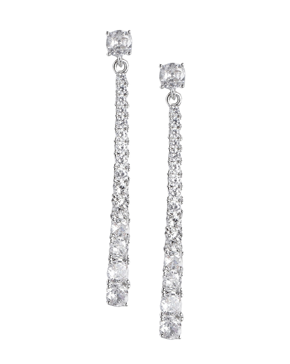 Rhodium Plated With Cz Fancy Drop Earring For Women