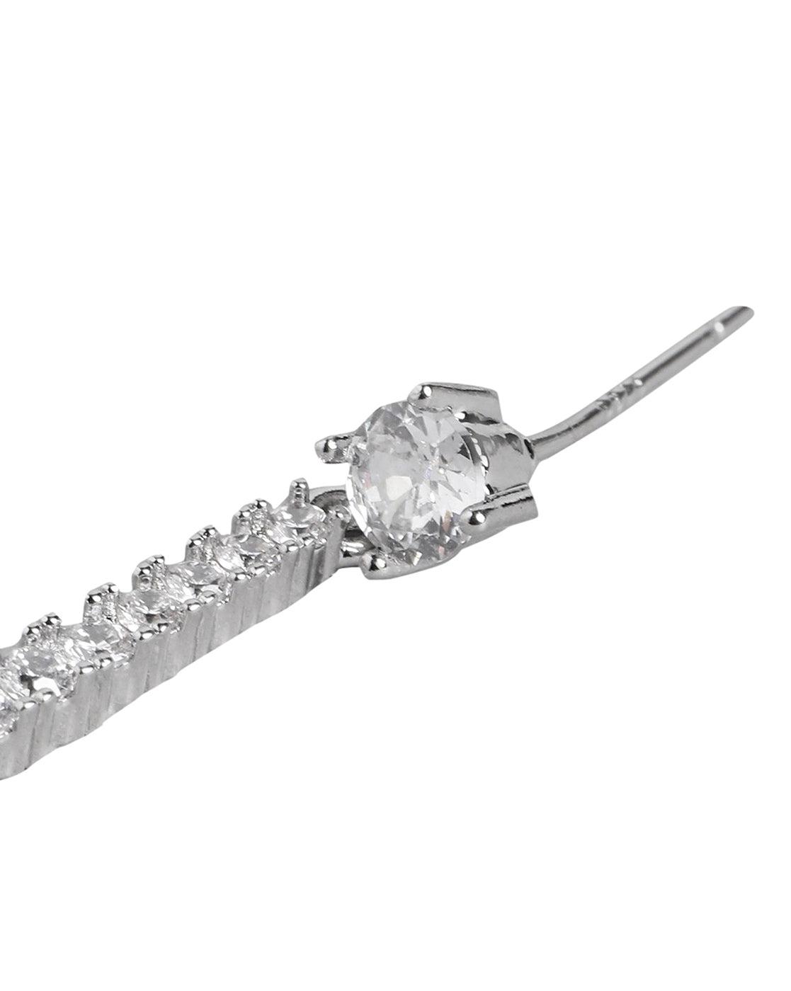 Rhodium Plated With Cz Fancy Drop Earring For Women