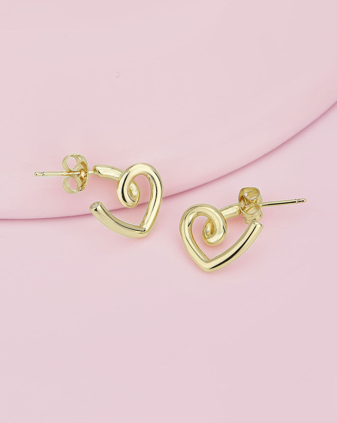 Gold Plated With Cz Heart Stud Earring For Women
