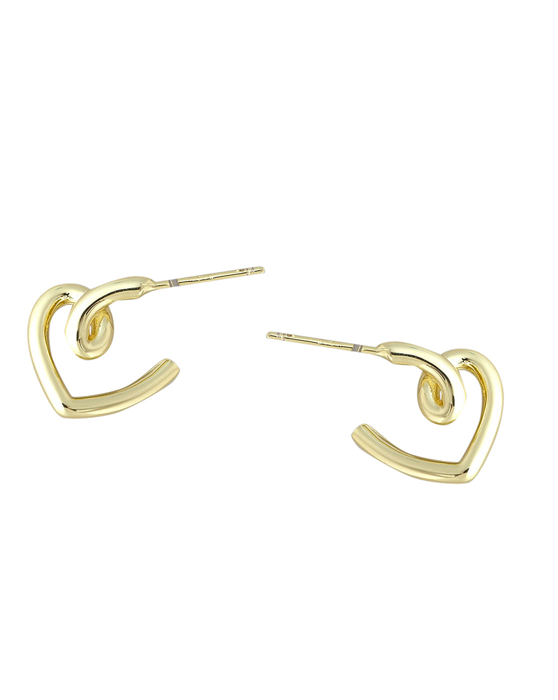 Gold Plated With Cz Heart Stud Earring For Women