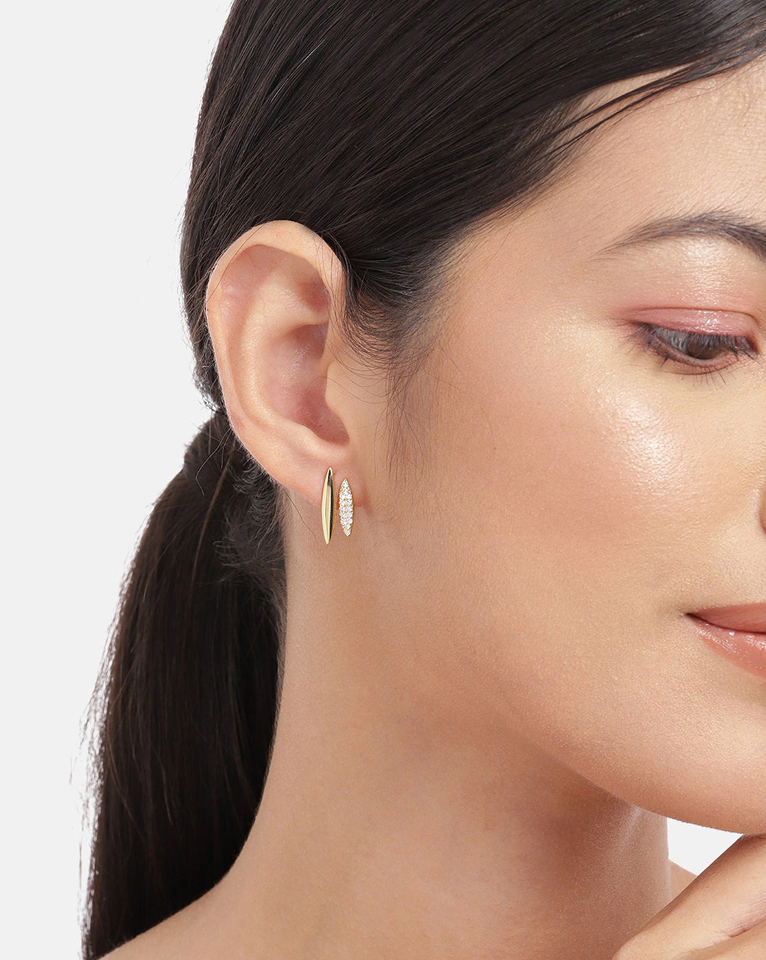 Gold Plated With Cz Unique Stud Earring For Women