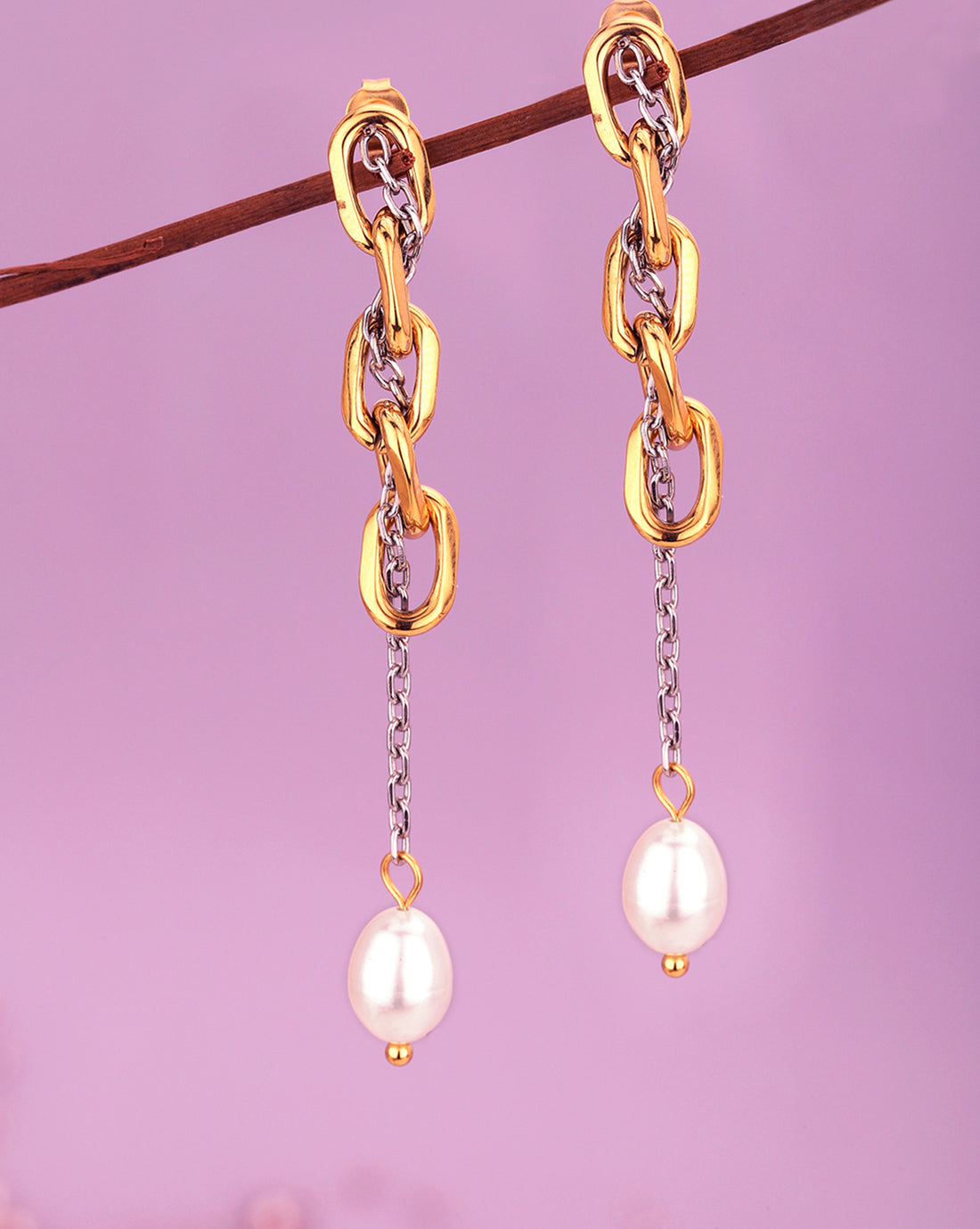 Gold & Silver Plated With Pearl Fancy Drop Earring For Women