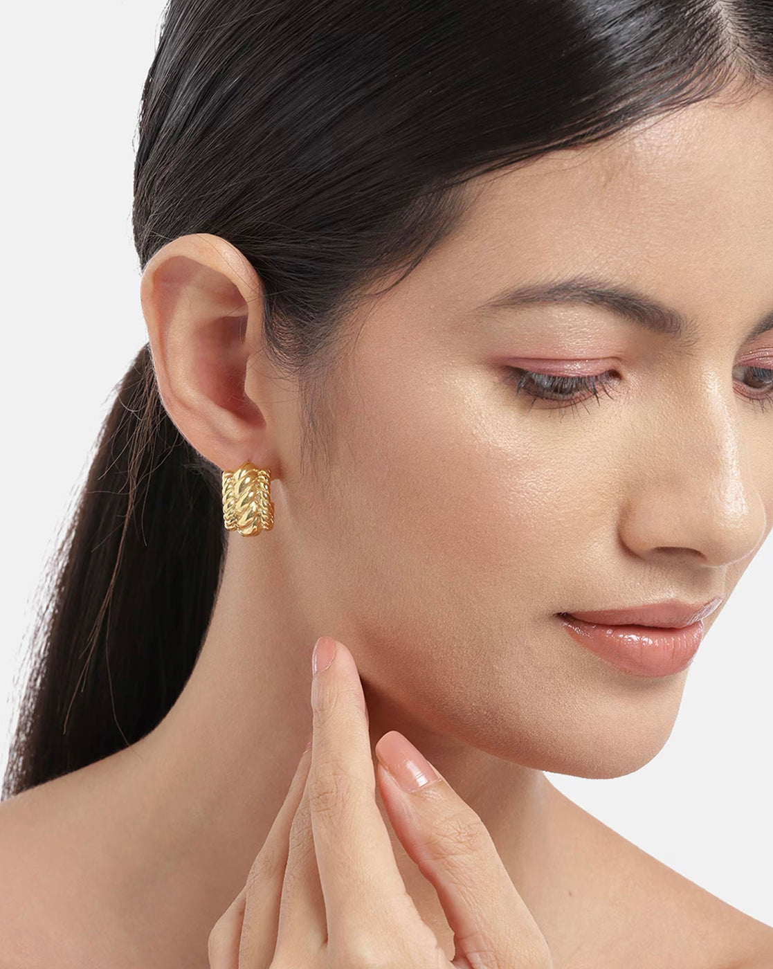 Gold Plated Half Hoop Earring For Women