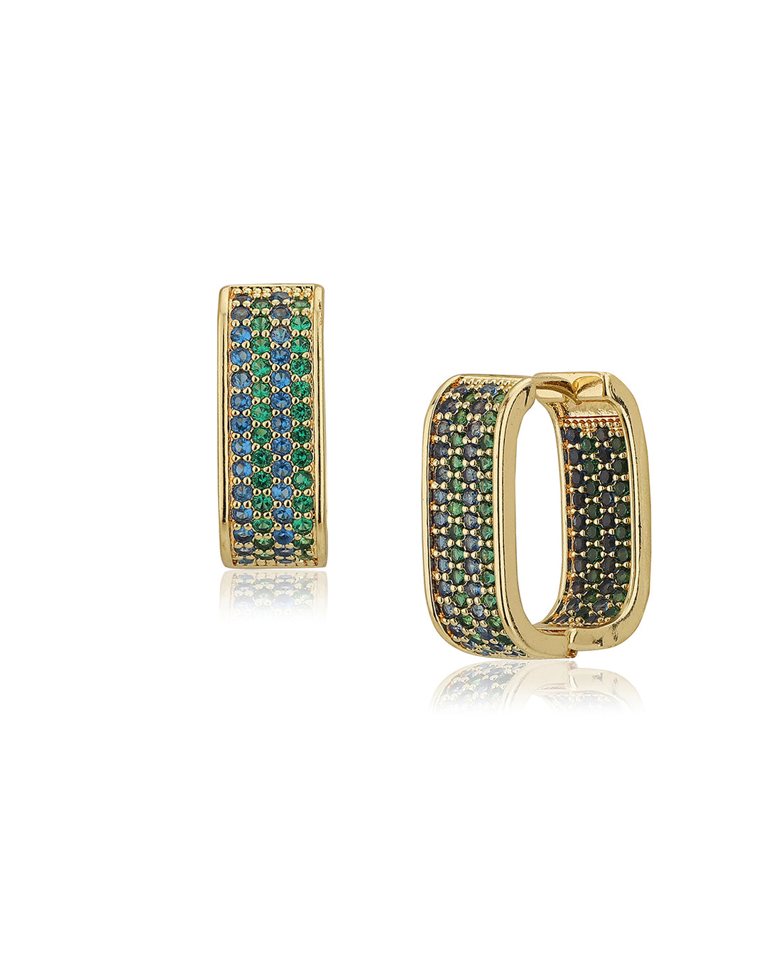 Premium Green With Gold Plated Cz Hoop Earring For Women